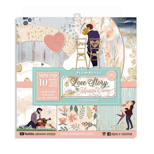 Papeles de 10  doble cara 8″x8″ Love Story