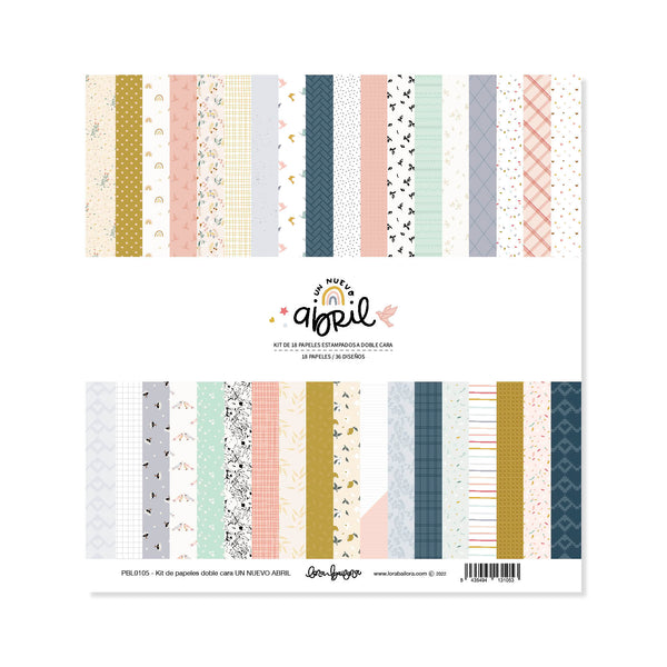 Pack de 18 papeles estampados a doble cara 30,5x30,5 cm un nuevo abril