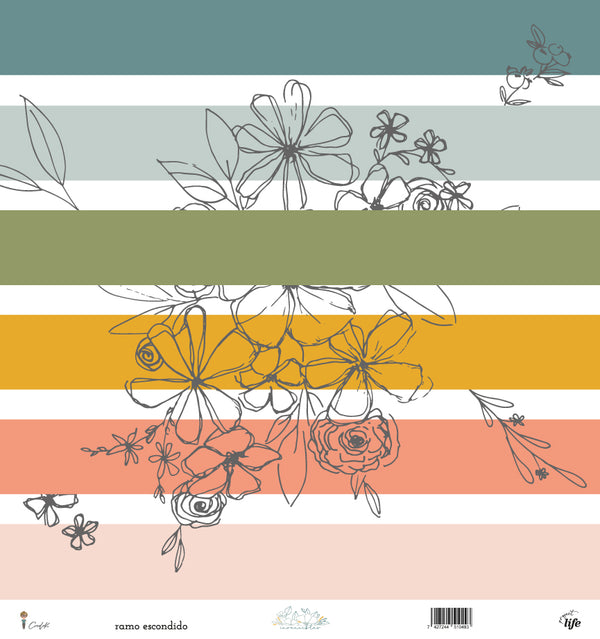 Papel 12x12 a una cara "ramo escondido" INVENCIBLES